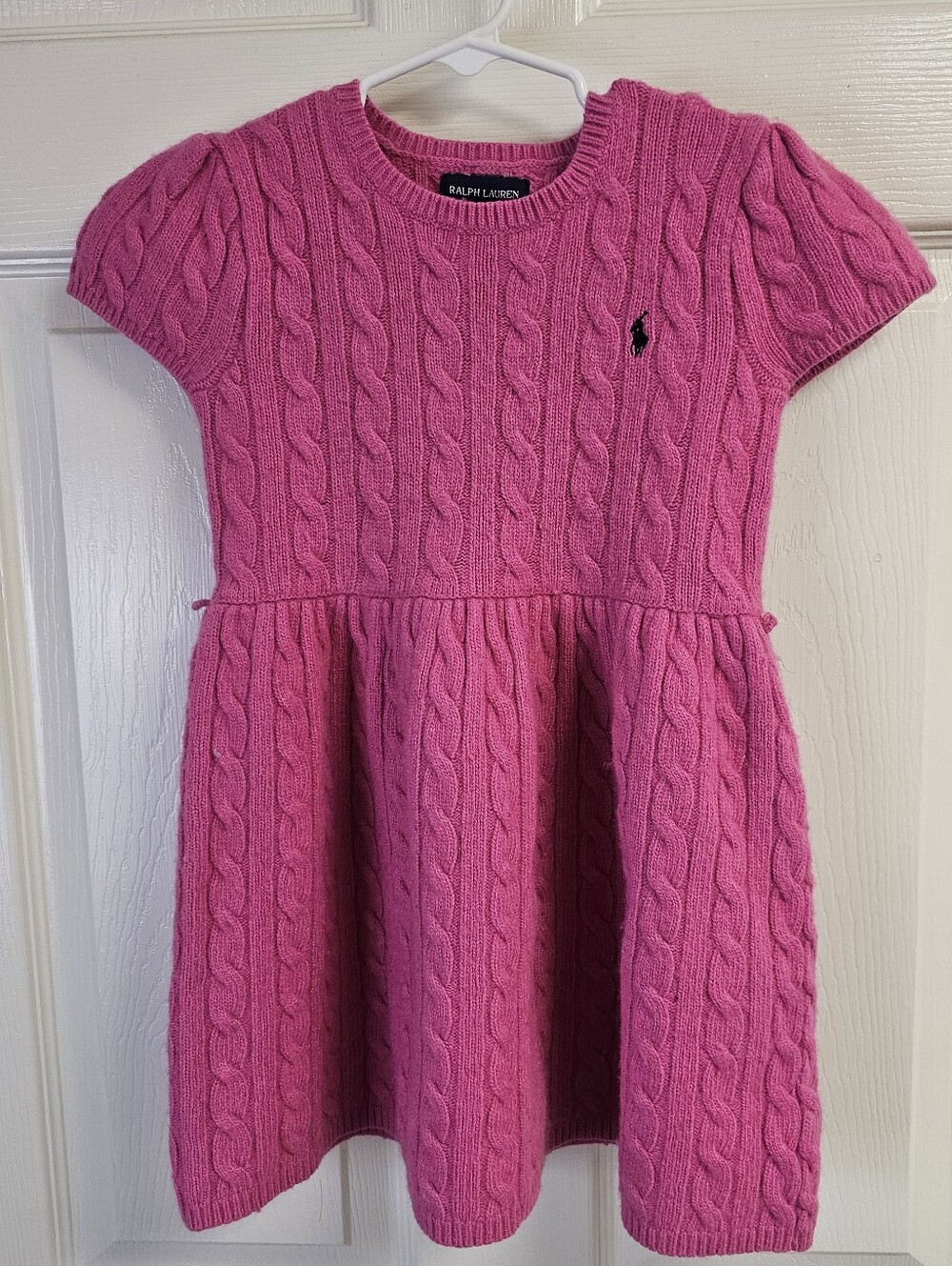 Ralph Lauren Girls' Wool Cable Knit Pink Dress Size 6